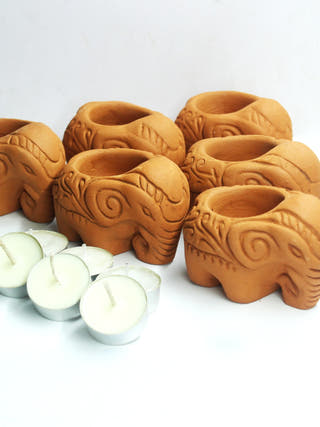 Elephant Candle Holder - Set of 6