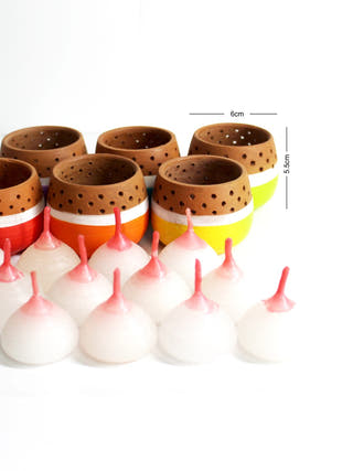 Mini Multicoloured Tea Light Holders - Set of 6