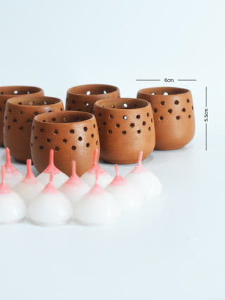 Mini Natural Tea Light Holders - Set of 6