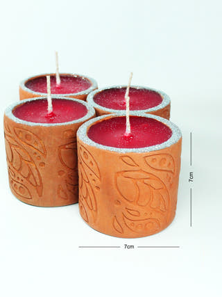 Bliss Cylinder Terracotta Candle - Set of 4