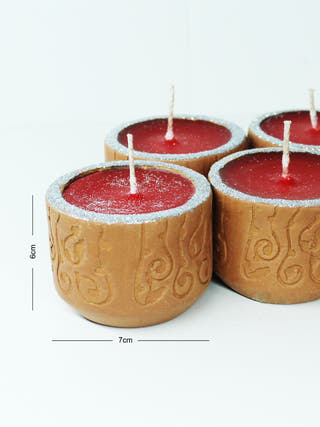 Bliss Dome Bottom Cylinder Terracotta Candle - Set of 4