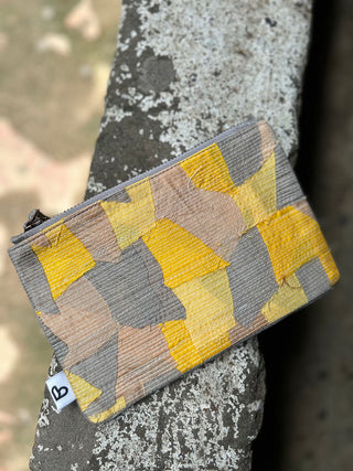 Upcycled Yellow Chindi Flat Pouch Bihart