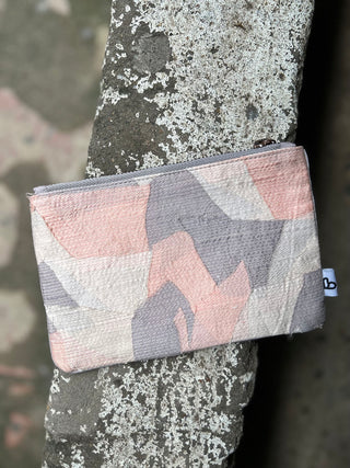 Upcycled Peach Chindi Flat Pouch Bihart