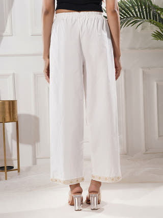 Maira Off-White Cotton Palazzo