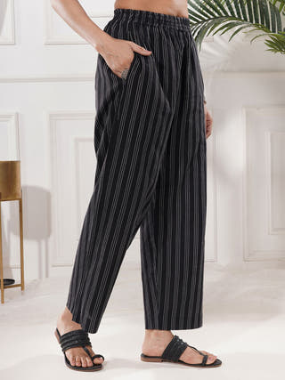 Noor Black Cotton Palazzo