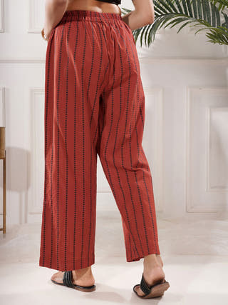 Ravya Red Cotton Palazzo