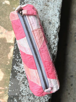 Cotton Silk Upcycled Peach Pencil Pouch Bihart