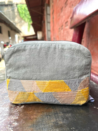 Unisex Cotton-Silk Yellow Utility Pouch Bihart