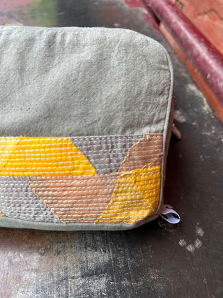 Unisex Cotton-Silk Yellow Utility Pouch Bihart