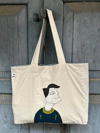 The Jawline Man- Hand Applique Tote Bag Bihart