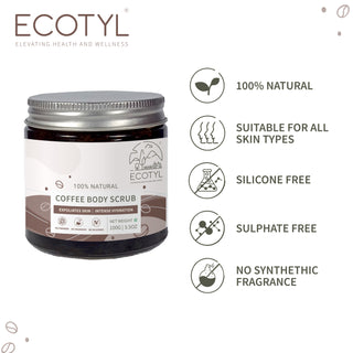 Natural Coffee Body Scrub No Silicones & Mineral Oil Ecotyl