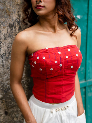 SHVET Corset Top Red Prathaa