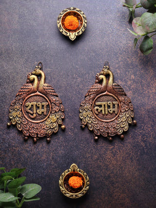 Couple Peacock Subh Labh Set