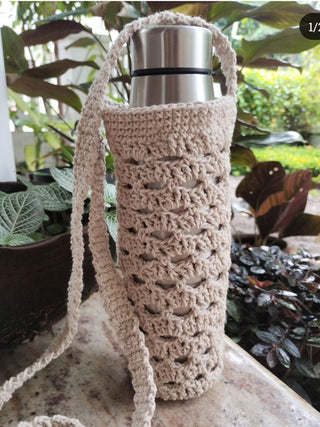 Crochet Waterbottle Sling Off White Forest Post