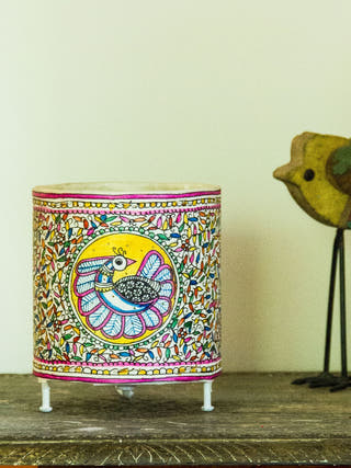 Cylender T-Light | Madhubani Foliage