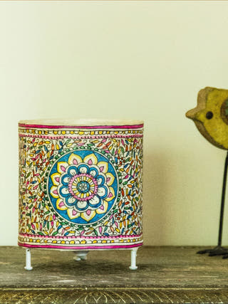 Cylender T-Light | Madhubani Foliage