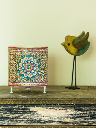Cylender T-Light | Madhubani Foliage