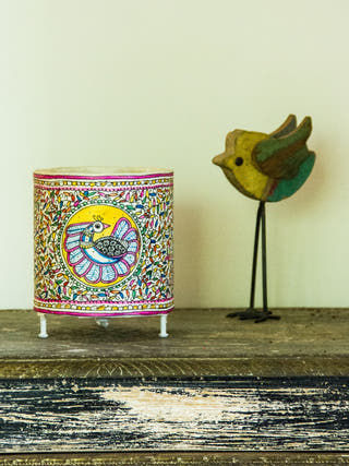 Cylender T-Light | Madhubani Foliage