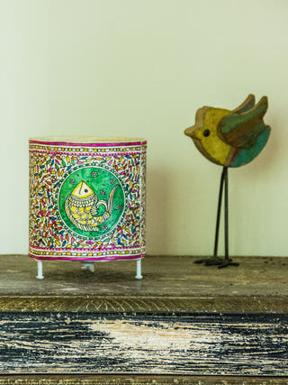 Cylender T-Light | Madhubani Foliage