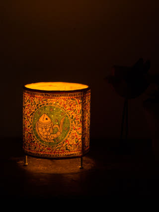Cylender T-Light | Madhubani Foliage