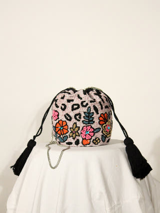 Flowerbed Beaded Potli Bag