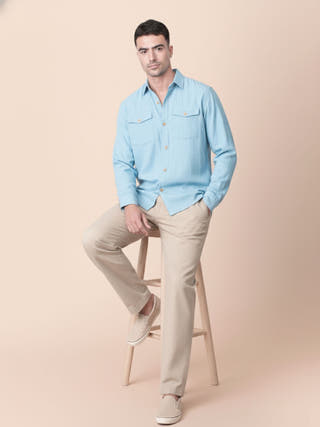 Canyon Blue Unisex Shirt with Flap Pockets