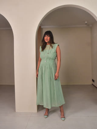 Mei Chanderi Pintuck Dress