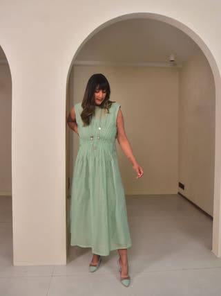 Mei Chanderi Pintuck Dress