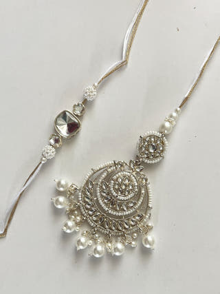 Chandni Kundan Rakhi and Lumba Set