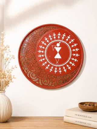 Hand Painted Warli Flute Wall Plate