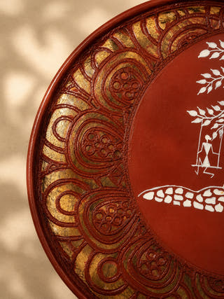 Hand Painted Warli Tree Swing Wall Plate