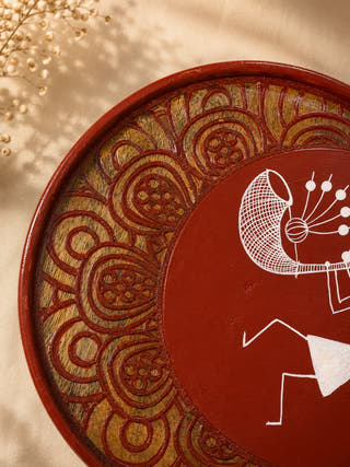 Hand Painted Warli Tarpa Music Wall Plate