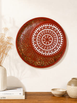 Hand Painted Warli Mandala Wall Plate