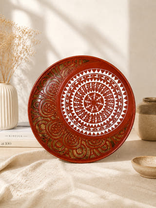 Hand Painted Warli Mandala Wall Plate