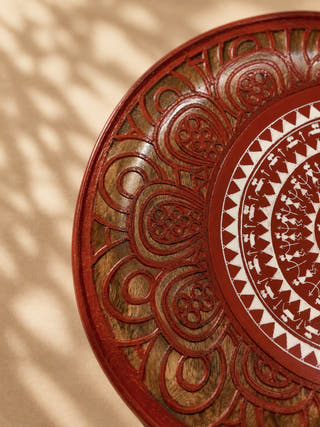 Hand Painted Warli Mandala Wall Plate