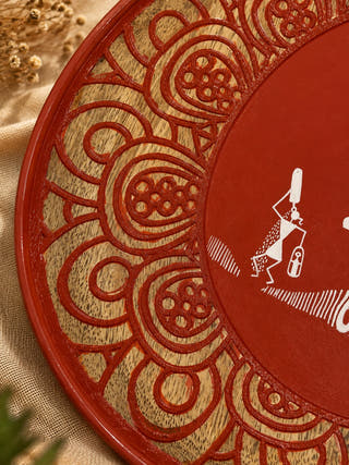 Hand Painted Warli Coconut Tree Wall Plate