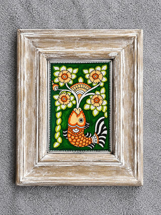 Vintage Finish Hand Painted Kalamkari Frame Green