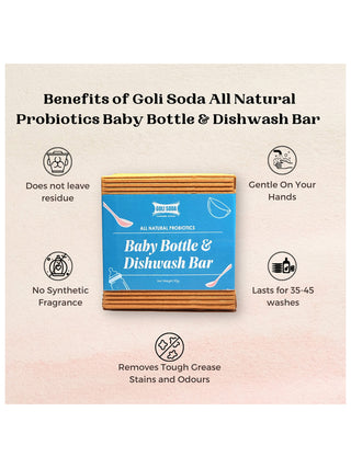 Goli Soda All Natural Probiotics Baby Bottle & Dishwash Bar Pack Of 2 Goli Soda