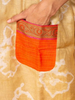 Ecoprinted Handwoven Reversible Paasbaan Kimono Jacket Yellow Bageeya