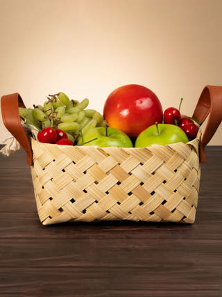 Veld Handcrafted Bamboo Basket with Handles - Large