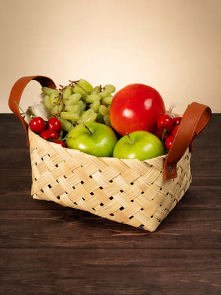 Veld Handcrafted Bamboo Basket with Handles - Large