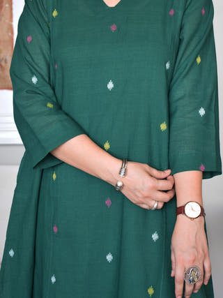 Forest Green Jamdani Phiran Set