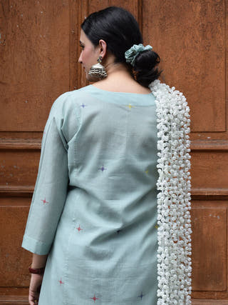 Sea Green Jamdani Phiran Set