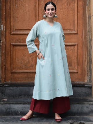 Sea Green Jamdani Phiran Set