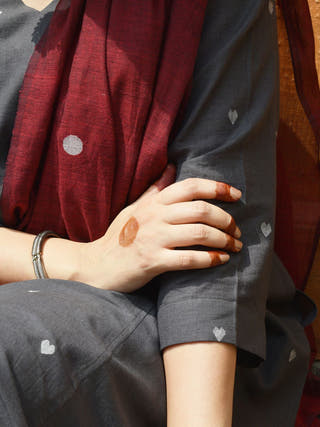 Charcoal Jamdani Phiran