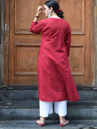 Maroon Jamdani Phiran