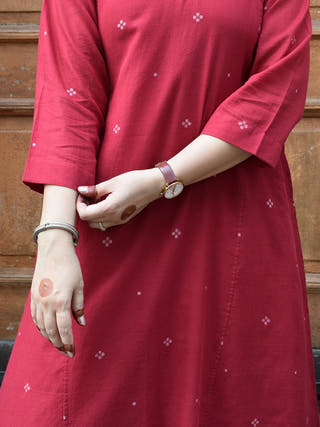 Maroon Jamdani Phiran