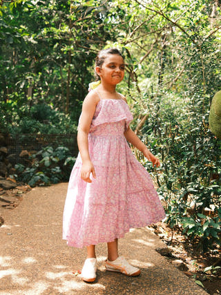 Fool'S Paradise Dress In Purple Butterfly Blockprint