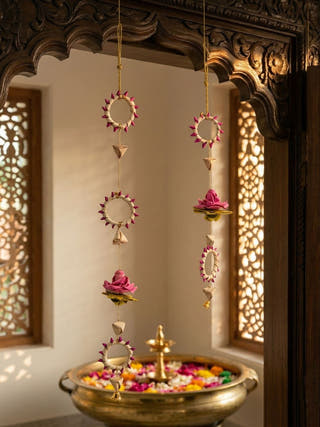 Pankhuri handcrafted Palm Leaf Hanging - Set of 2