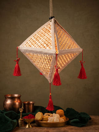 Jhoomar Handcrafted Bamboo Lantern Natural